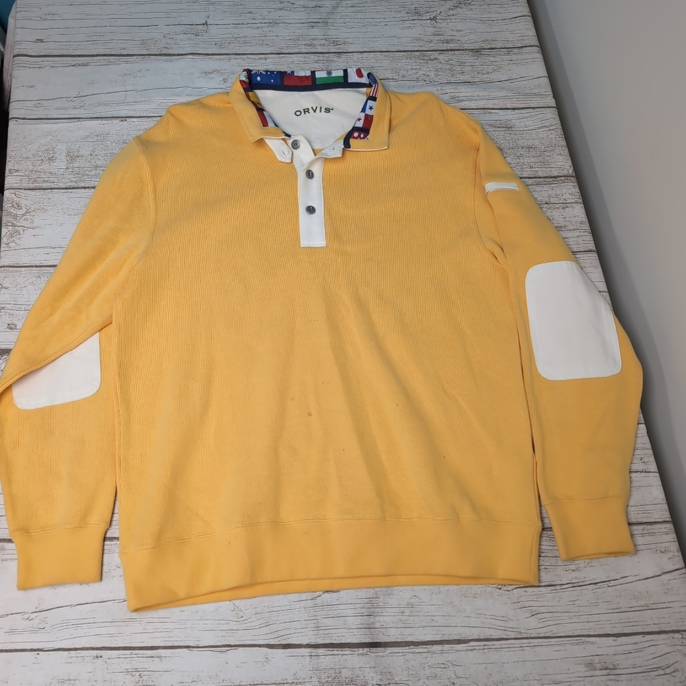 Orvis Yellow Long Sleeve Elbow Patch Shirt